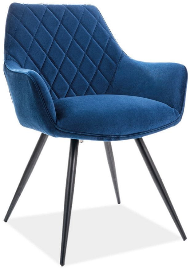 CASARREDO Jedálenská čalúnená stoličky ANEI VEĽVET modrá / čierna